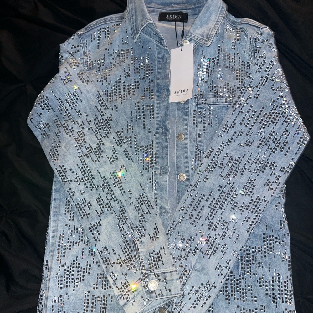 Akira bling denim button down